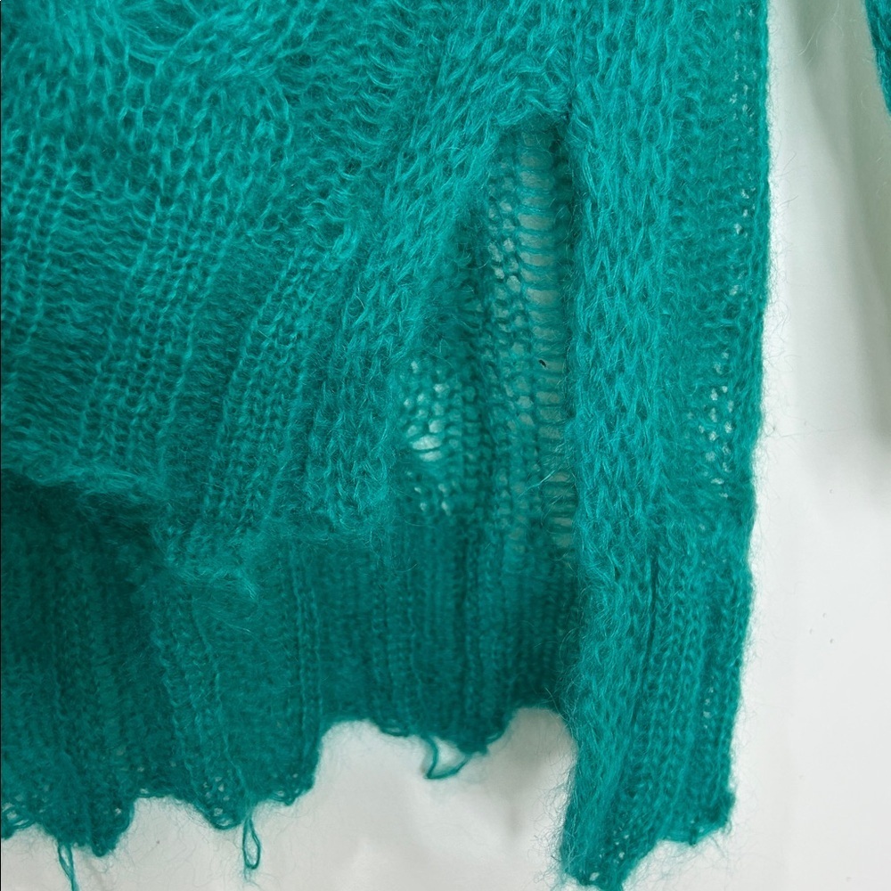 BY ANTHROPOLOGIE Posey Stitched Distressed Wool Blend SweaterGreen Size Small - Picture 8 of 16